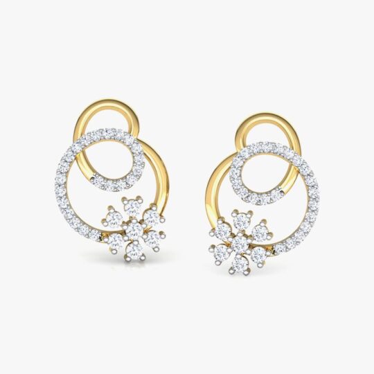 Delicate Petal Diamond Stud Earrings
